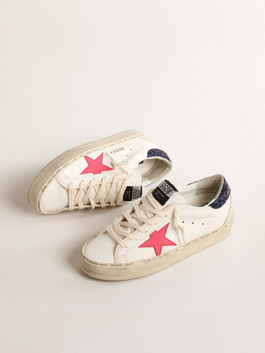 hi star mit fuchsiafarbenem lederstern und blauer glitzer-fersenlasche