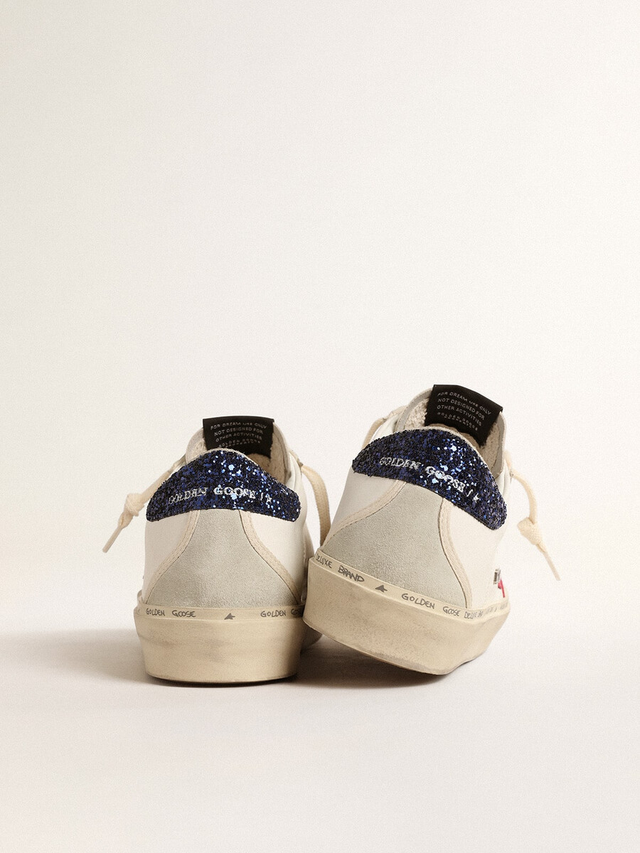 hi star mit fuchsiafarbenem lederstern und blauer glitzer-fersenlasche