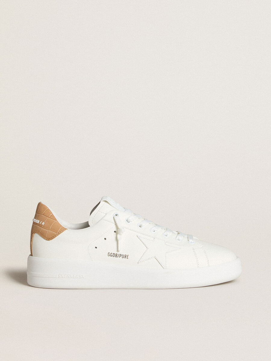 purestar herrenschuh mit lederstern und fersenlasche aus leder mit krokoprägung.