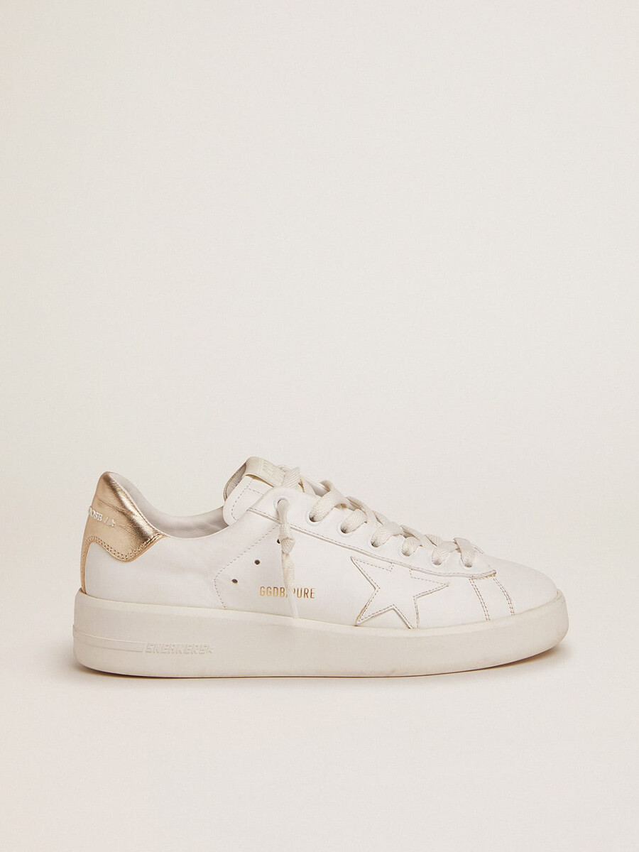 purestar damen-sneaker mit goldfarbener fersenlasche