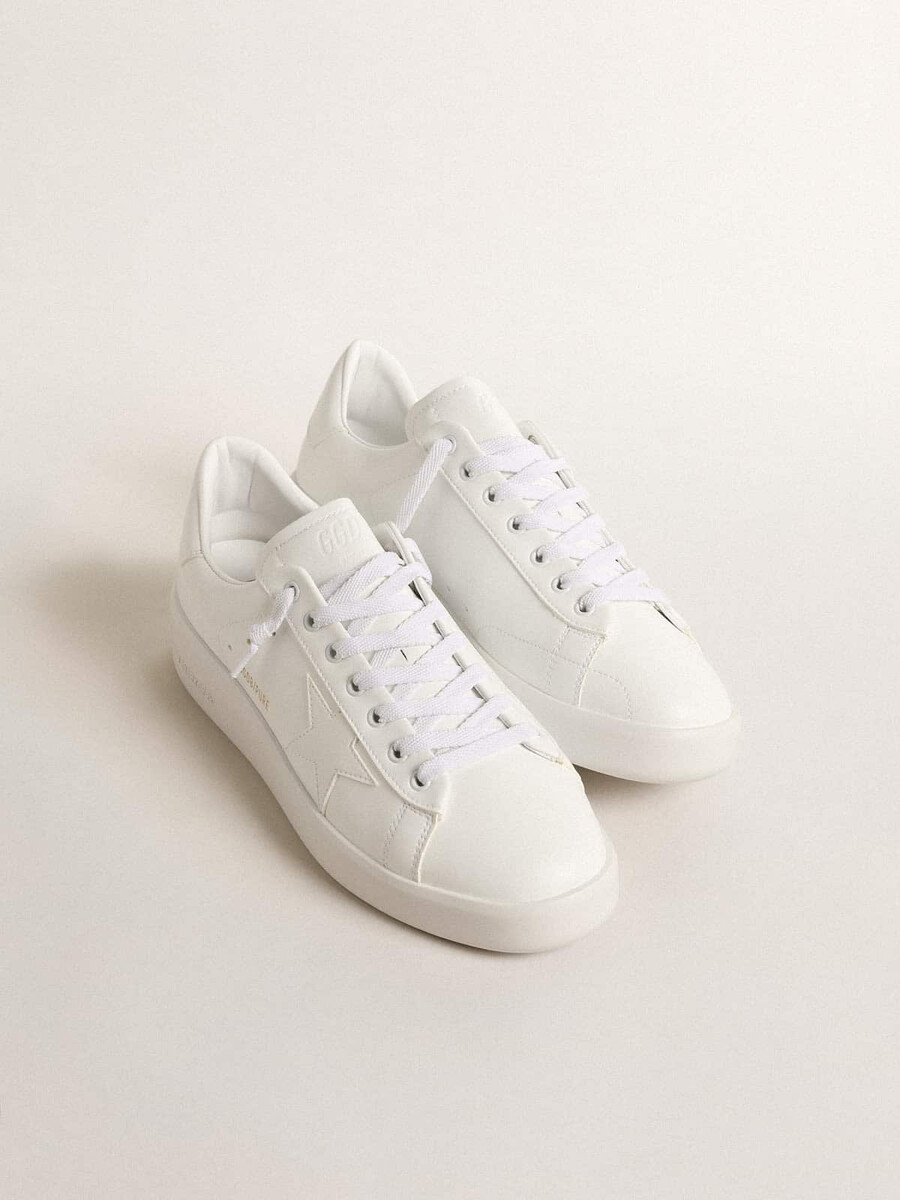 purestar damenschuh aus bio-materialien mit weißem stern und fersenlasche