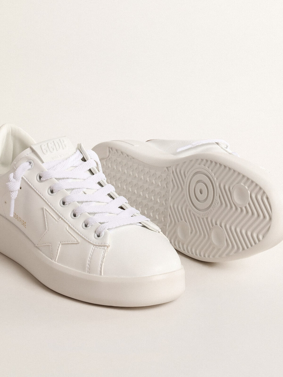 purestar damenschuh aus biobasiertem material mit fersenlasche aus bronzefarbenem metallic-leder