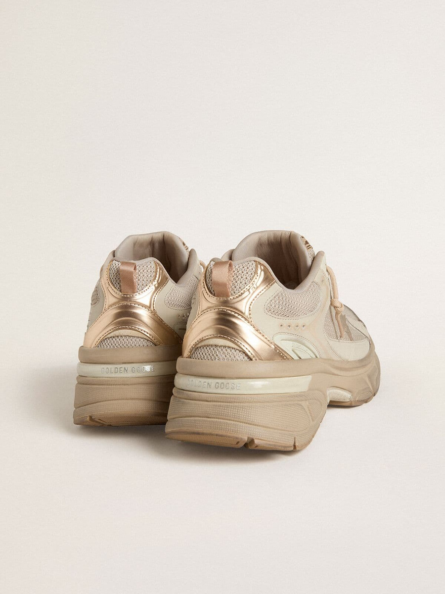 lightstar herrenschuh aus taubengrauem leder und mesh mit beigefarbenem tpu-stern