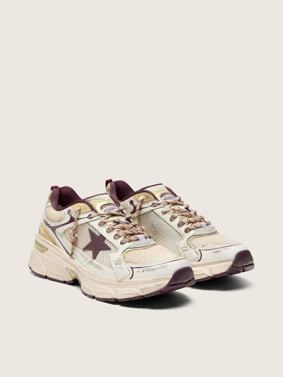 lightstar cny herren-sneaker aus weißem mesh und leder mit weinrotem tpu-stern