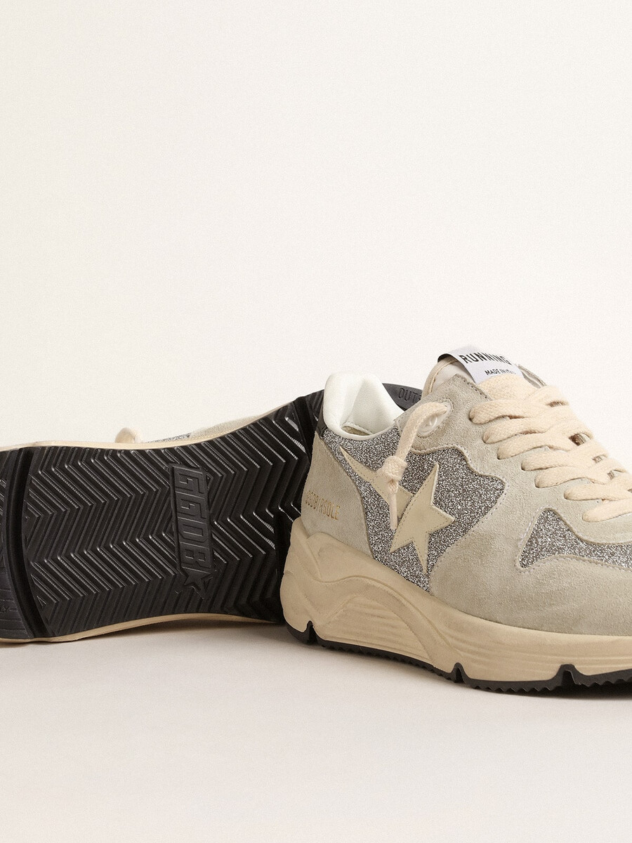 laufsohle für damen verziert mit swarovski-kristallen und einem elfenbeinfarbenen stern