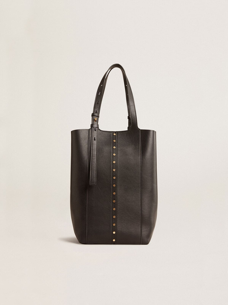 247 tasche north south aus schwarzem leder mit verstellbaren griffen