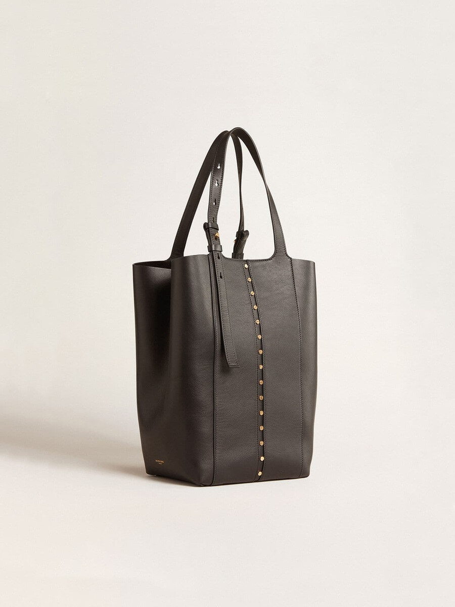 247 tasche north south aus schwarzem leder mit verstellbaren griffen