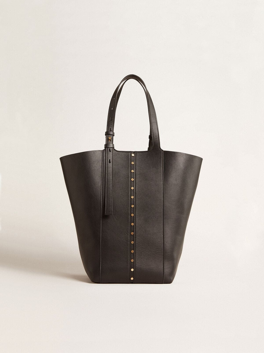247 tasche north south aus schwarzem leder mit verstellbaren griffen