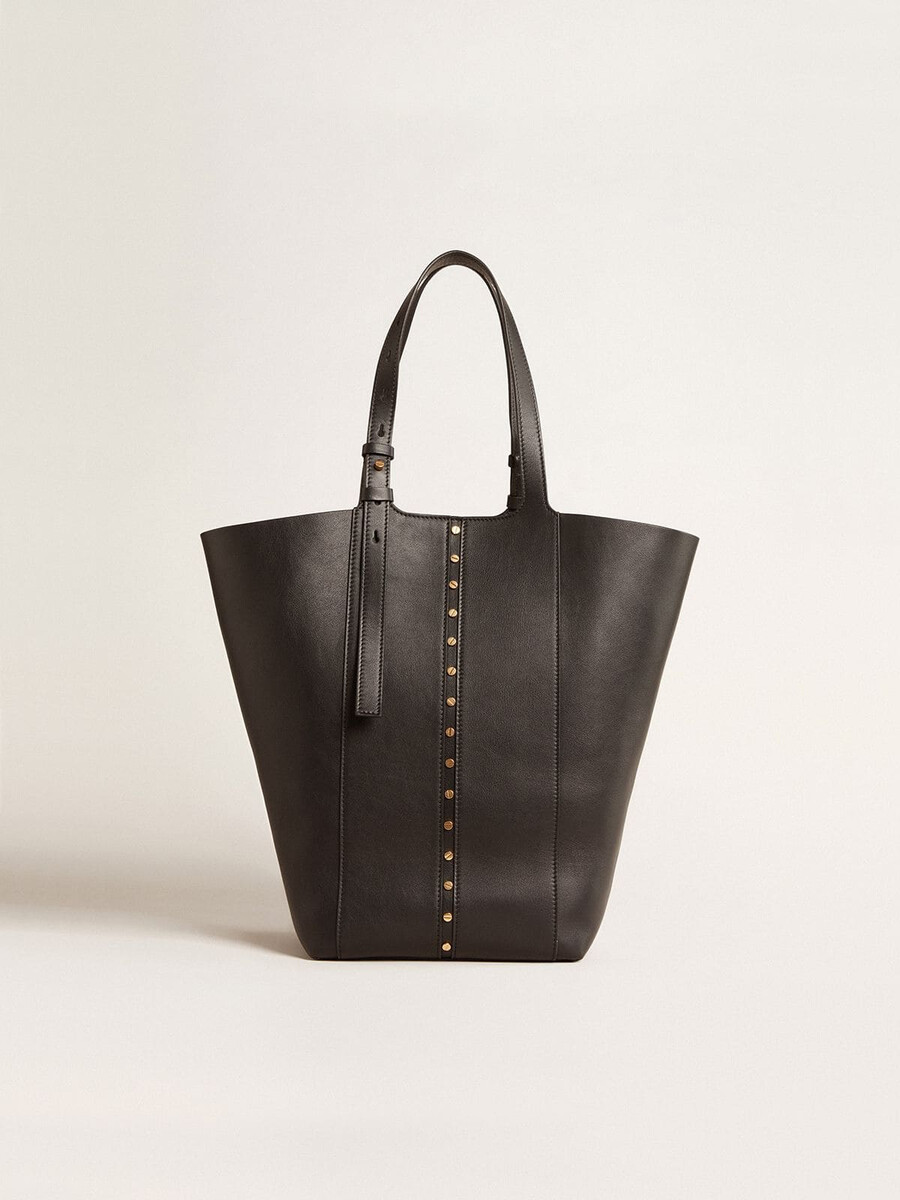 247 tasche north south aus schwarzem leder mit verstellbaren griffen