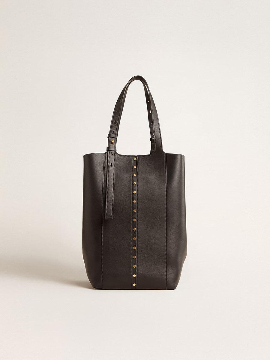 247 tasche north south aus schwarzem leder mit verstellbaren griffen