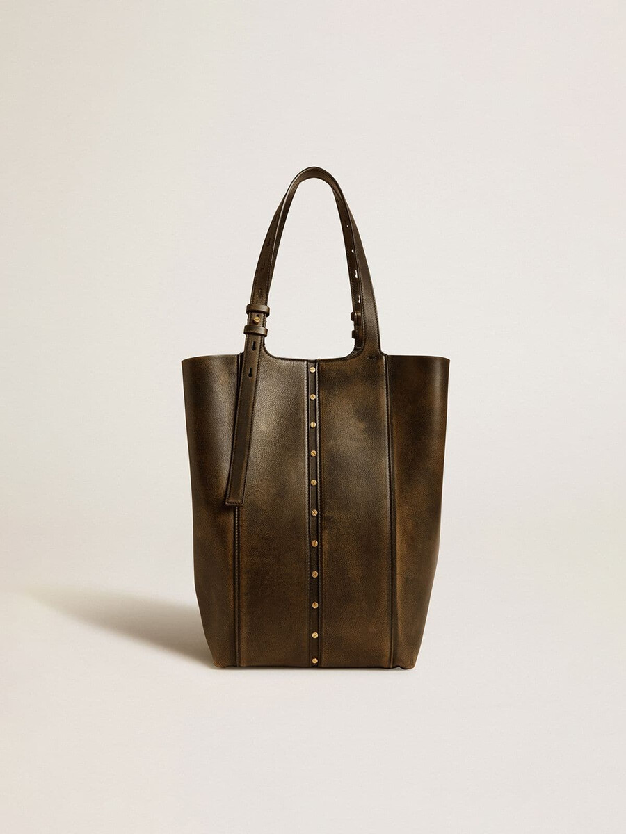 247 tasche north south aus schwarzem genarbtem leder mit verstellbaren henkeln