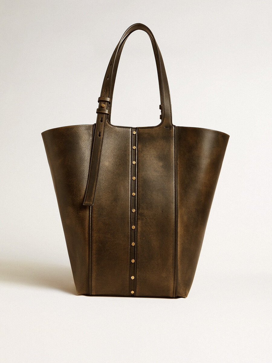 247 tasche north south aus schwarzem genarbtem leder mit verstellbaren henkeln