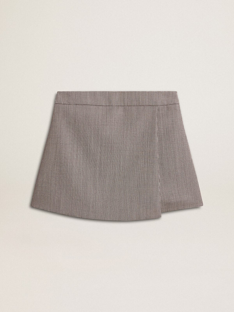 graue mini-shorts für damen aus hahnentrittwolle
