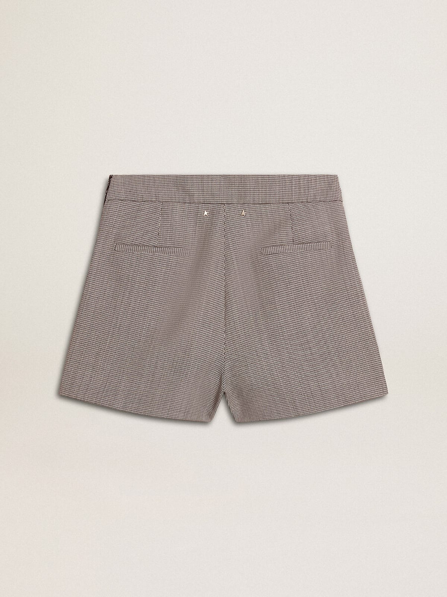 graue mini-shorts für damen aus hahnentrittwolle