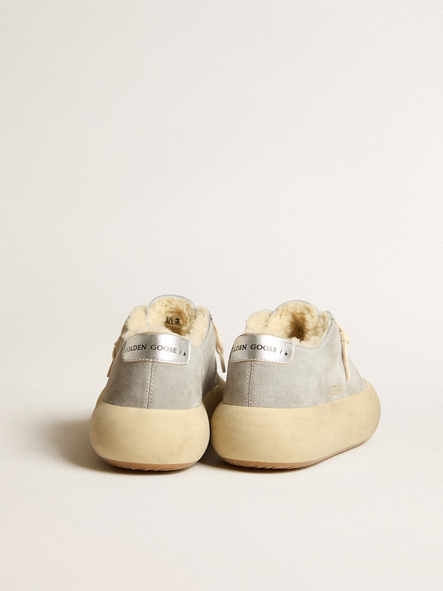 space-star damenschuhe aus eisgrauem wildleder mit lammfellfutter