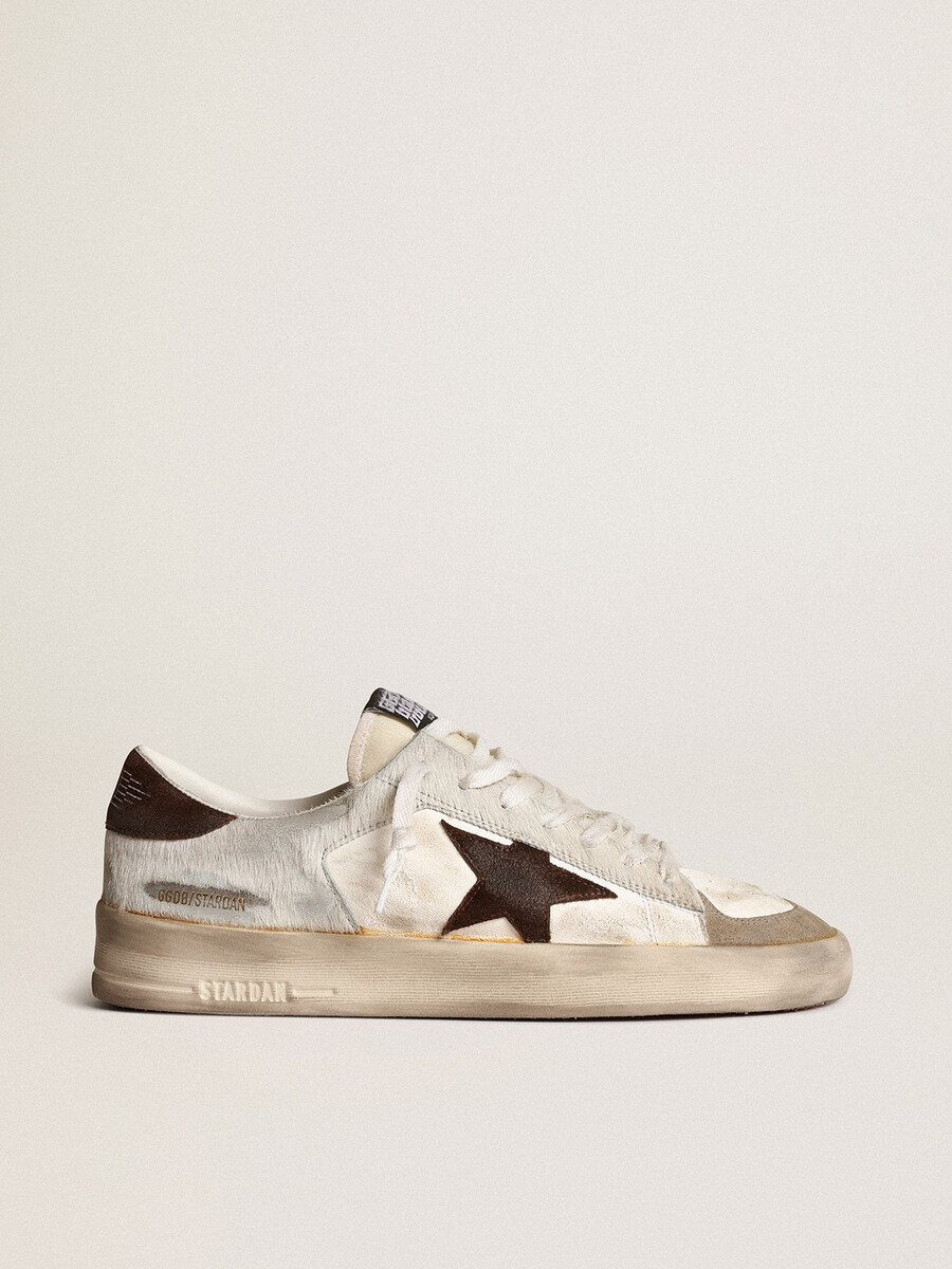 stardan herrenschuh aus nappa- und ponyfell mit braunem wildlederstern