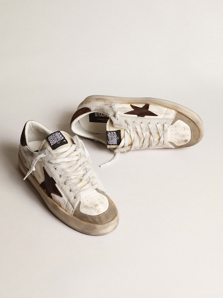 stardan herrenschuh aus nappa- und ponyfell mit braunem wildlederstern