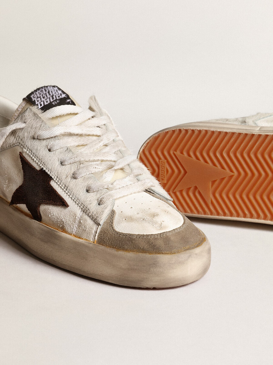 stardan herrenschuh aus nappa- und ponyfell mit braunem wildlederstern