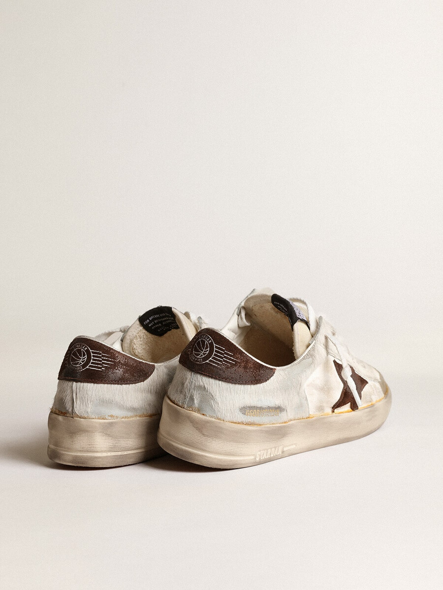stardan herrenschuh aus nappa- und ponyfell mit braunem wildlederstern