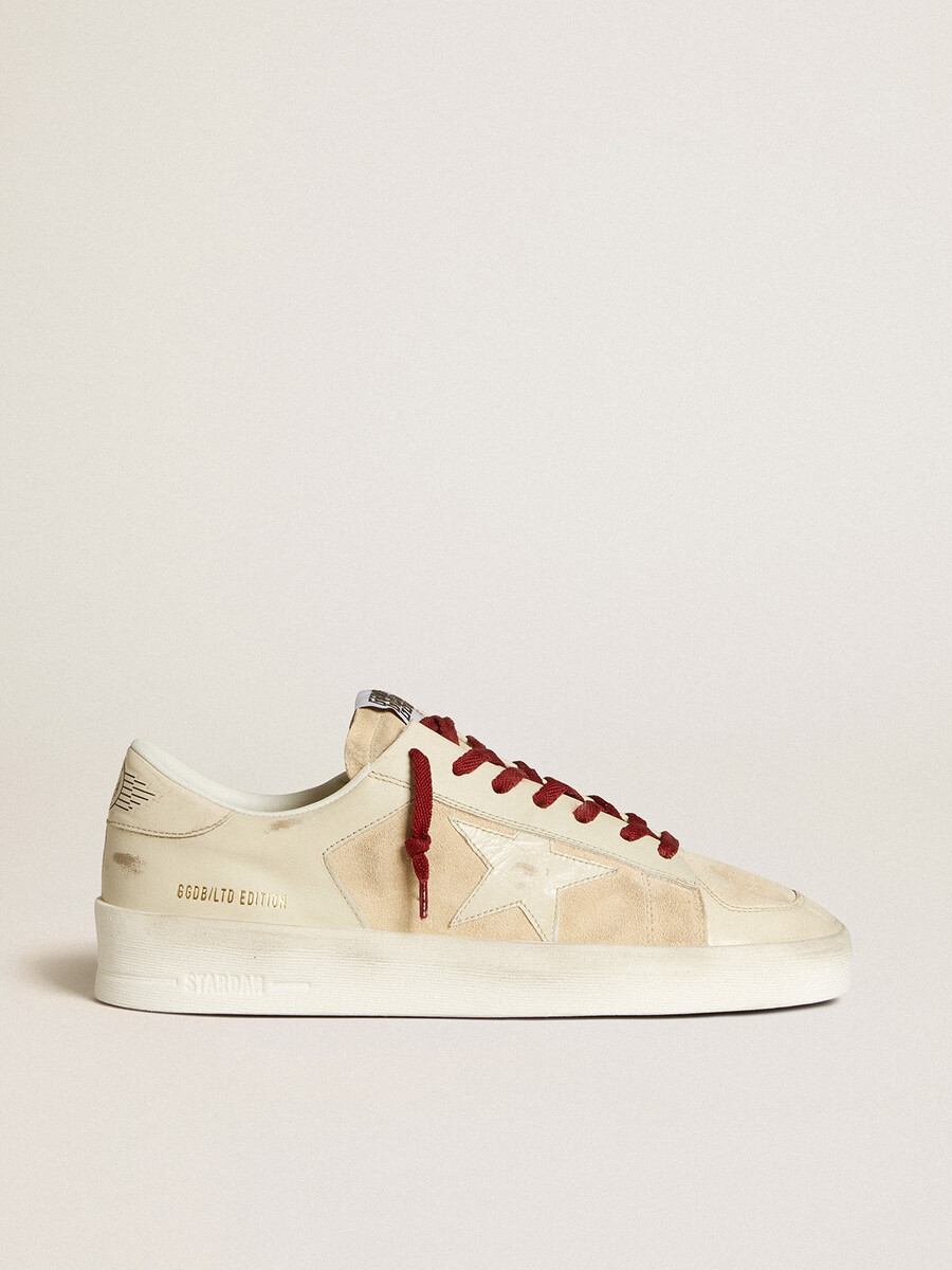 stardan ltd herrenschuh aus wildleder mit weißem lacklederstern und fersenlasche