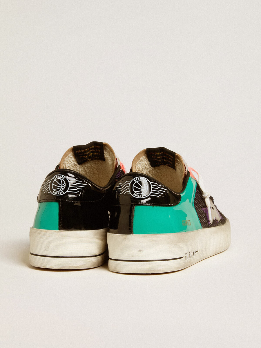 stardan lab herren-sneaker aus lackleder und mesh mit gummistern