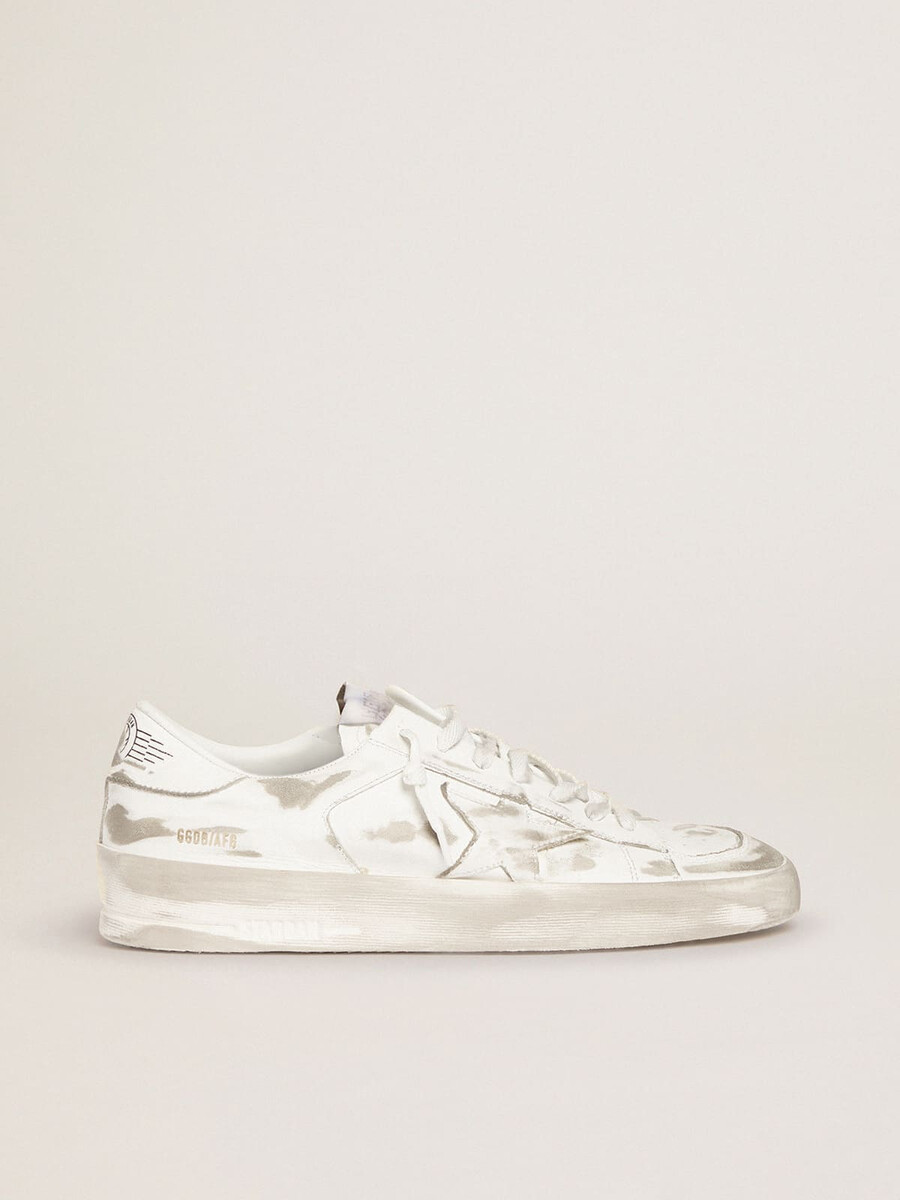 stardan-sneaker aus weißem leder mit used-look
