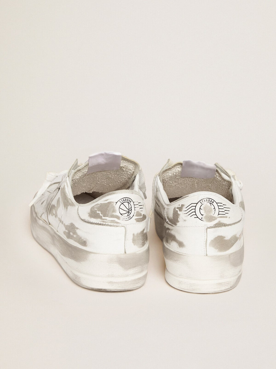 stardan-sneaker aus weißem leder mit used-look