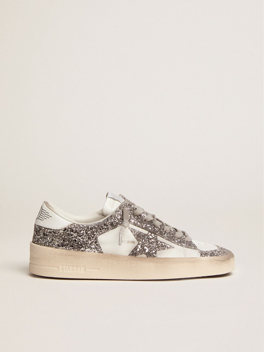 stardan-sneaker für damen mit silbernem glitzer