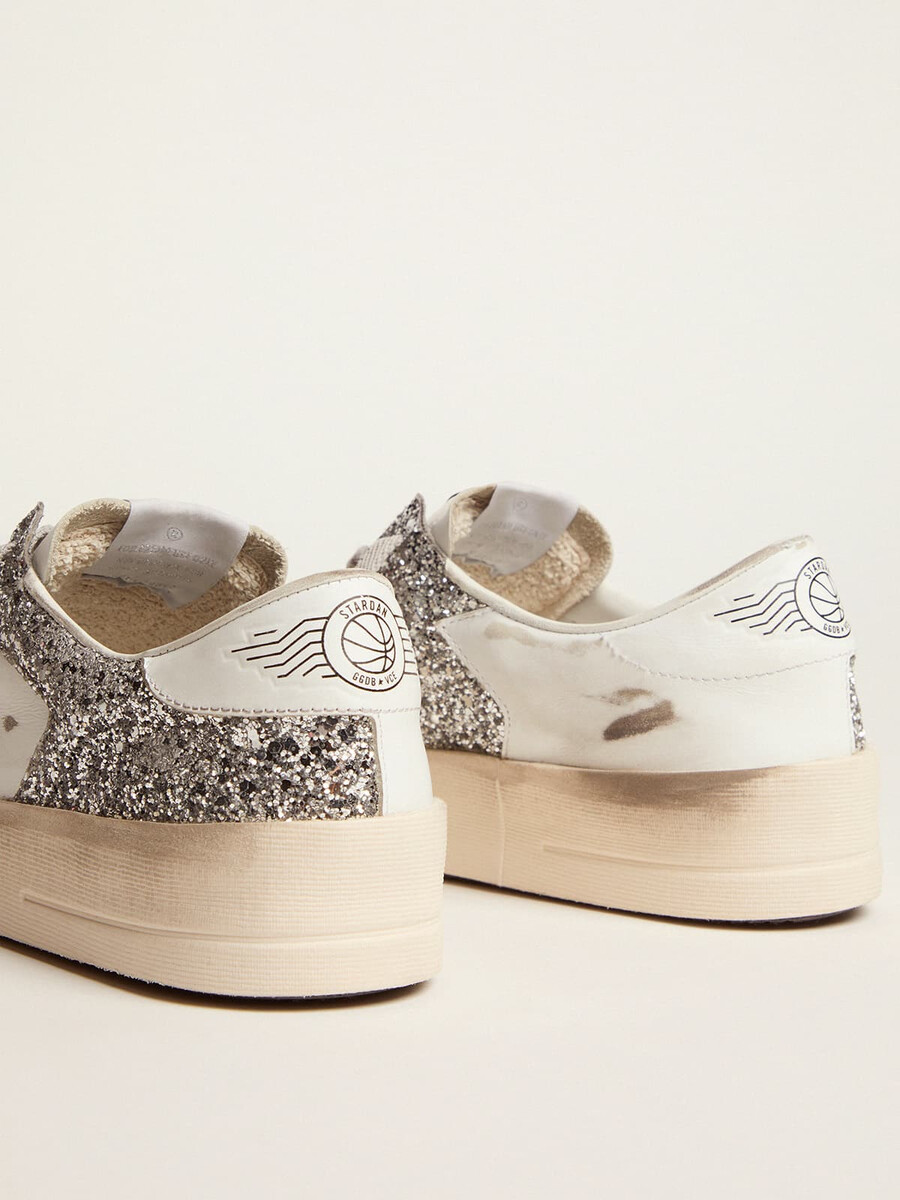 stardan-sneaker für damen mit silbernem glitzer