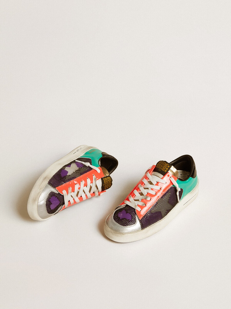 stardan lab damenschuh aus lackleder und mesh mit gummistern