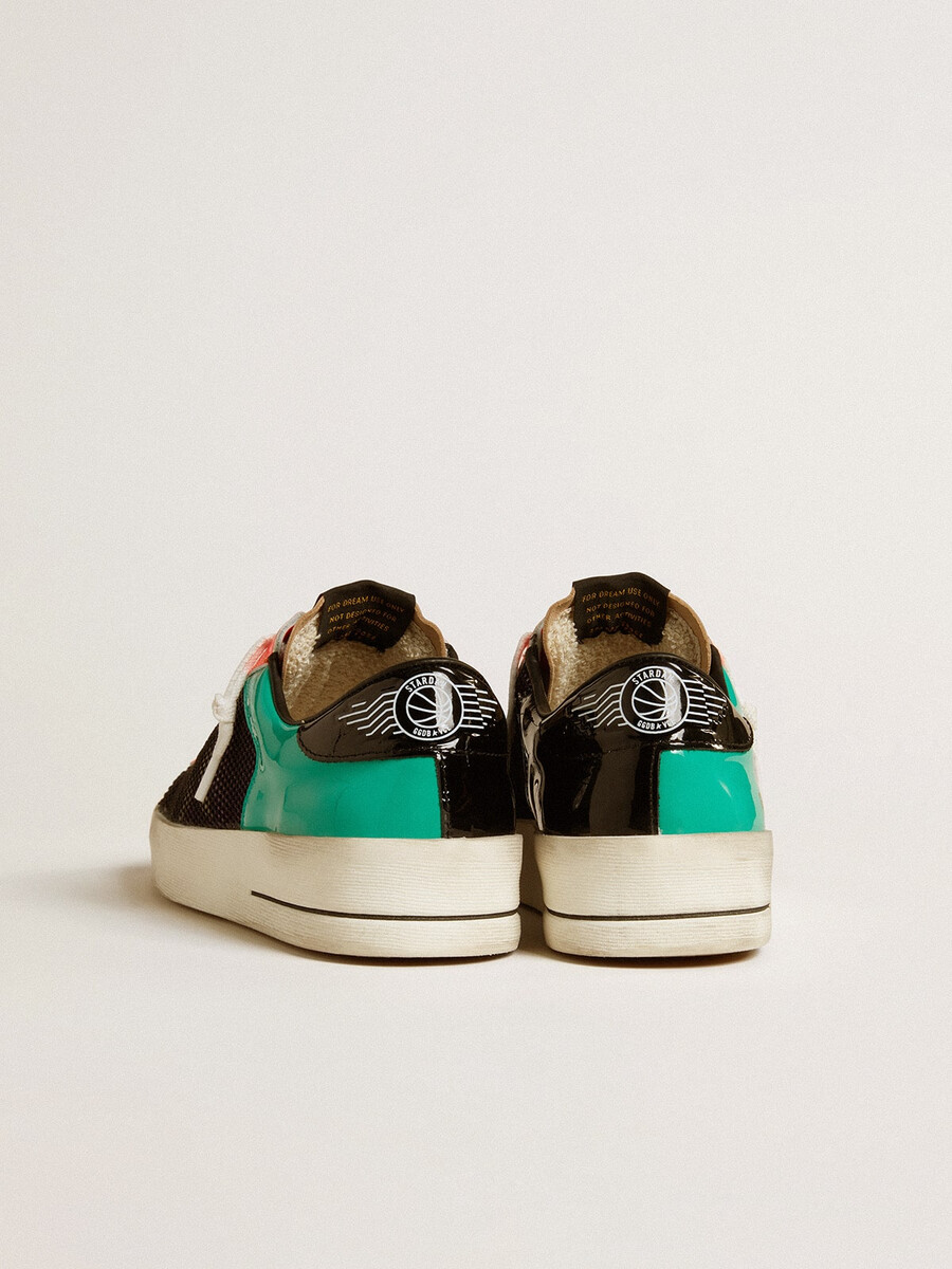 stardan lab damenschuh aus lackleder und mesh mit gummistern