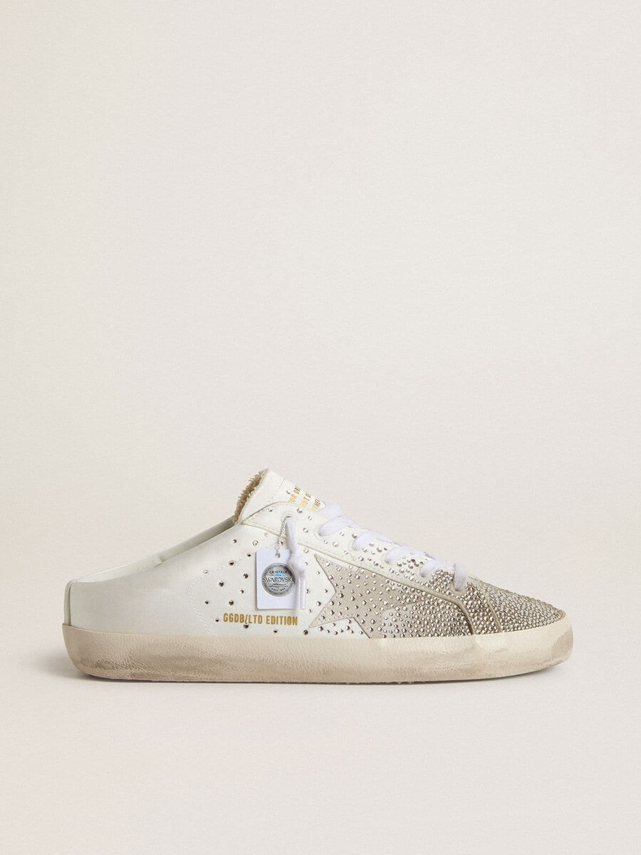 damen-super-star sabot ltd mit grauem wildlederstern und swarovski-kristallen