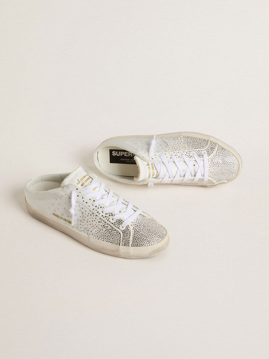 damen-super-star sabot ltd mit grauem wildlederstern und swarovski-kristallen