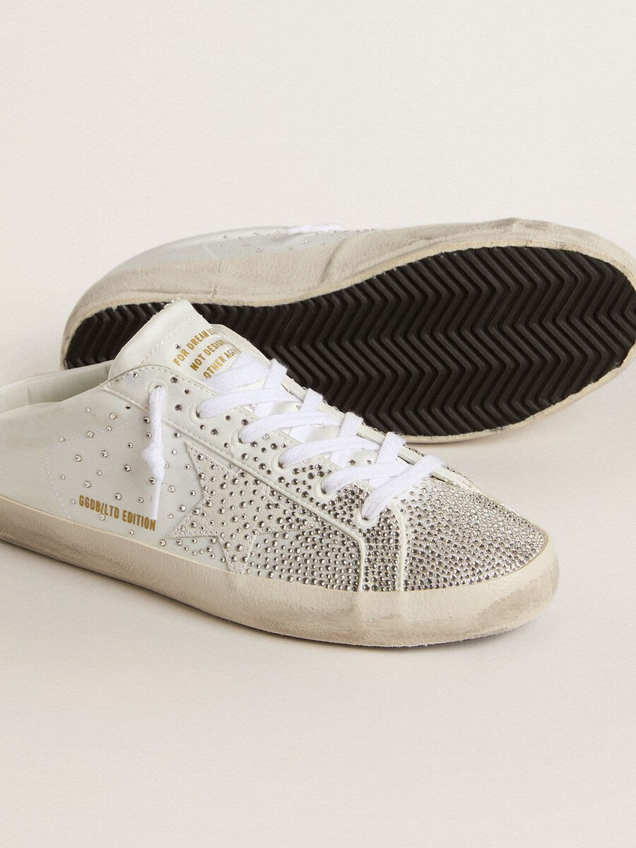 damen-super-star sabot ltd mit grauem wildlederstern und swarovski-kristallen