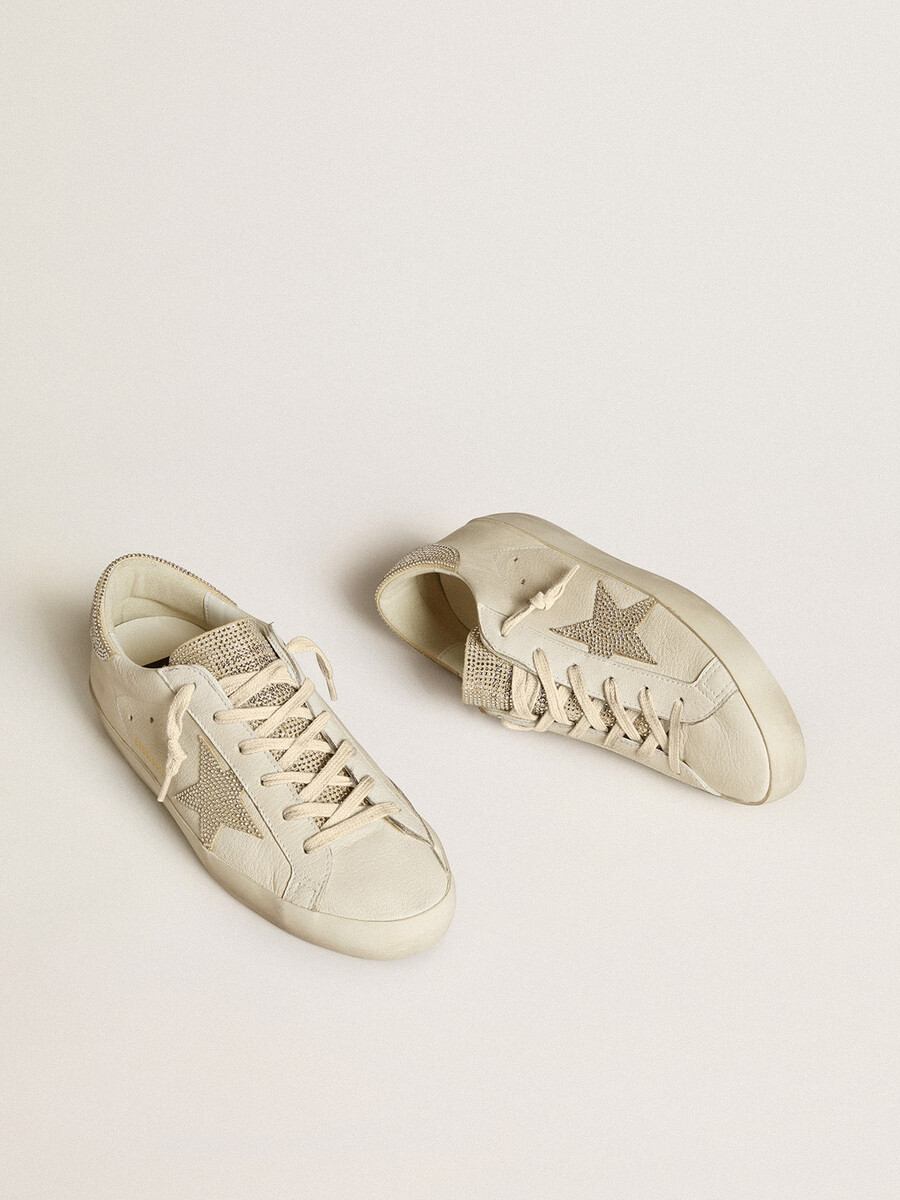 super-star damenschuh aus nappaleder mit swarovski-kristallstern und fersenlasche