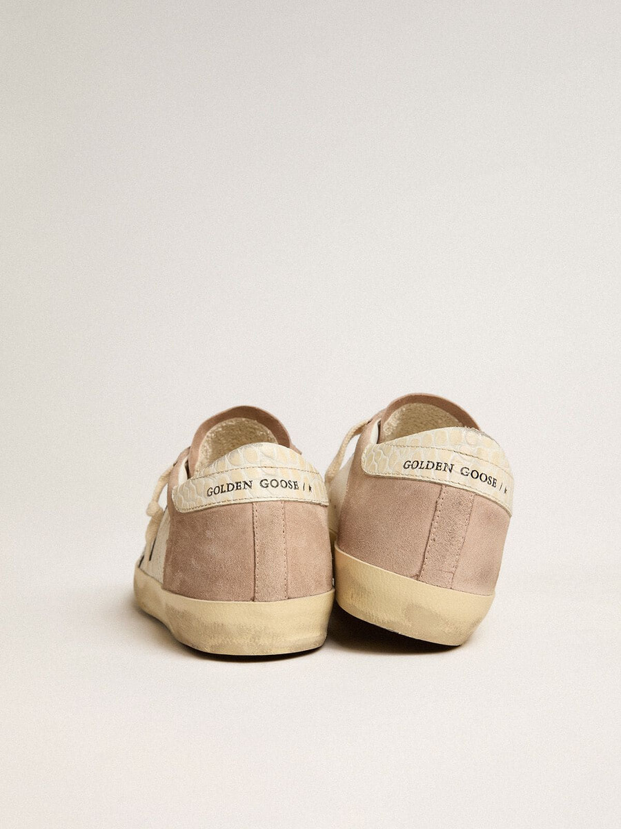 super-star-sneaker für damen aus rosa wildleder mit silbernem metallic-lederstern