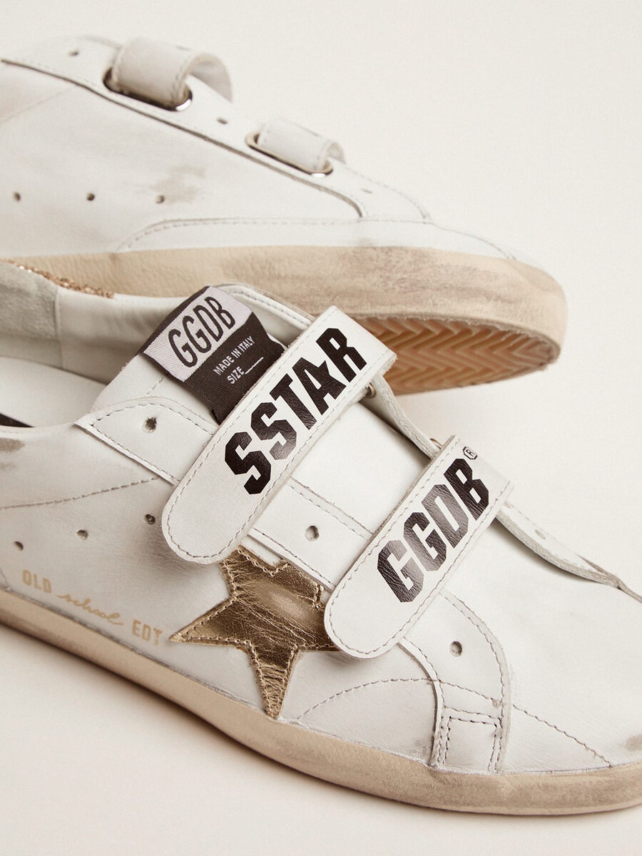 damen-old-school-schuh mit goldenem stern aus laminiertem leder