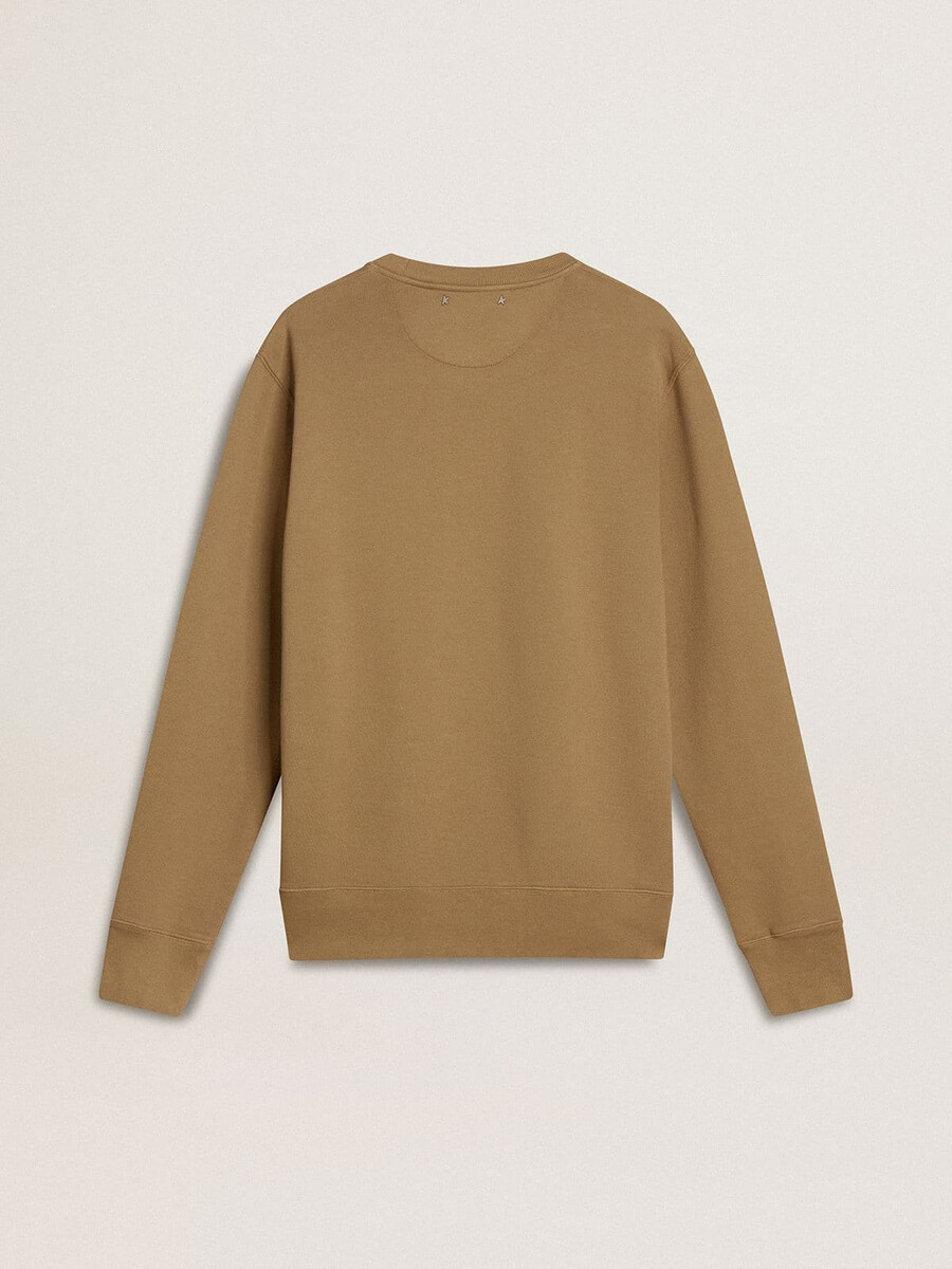 beigefarbenes herren-sweatshirt aus baumwolle mit aufdruck auf der vorderseite