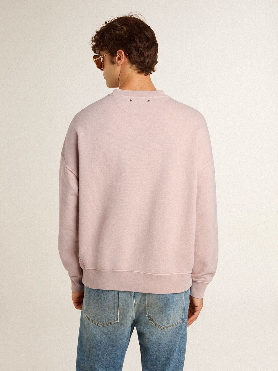 unisex-sweatshirt mit rundhalsausschnitt in altrosa mit grünem logodruck