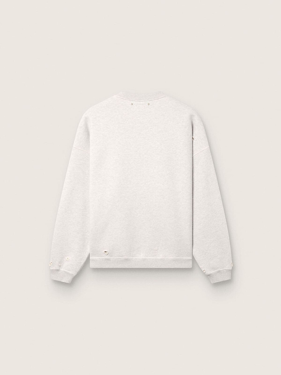 unisex-sweatshirt mit sternenmotiv aus grau melierter baumwolle in sternform mit „star-stickerei.
