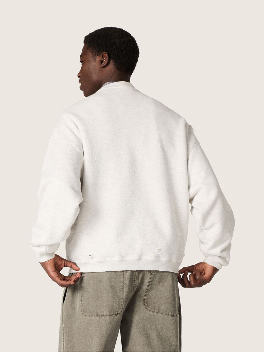 unisex-sweatshirt mit sternenmotiv aus grau melierter baumwolle in sternform mit „star-stickerei.