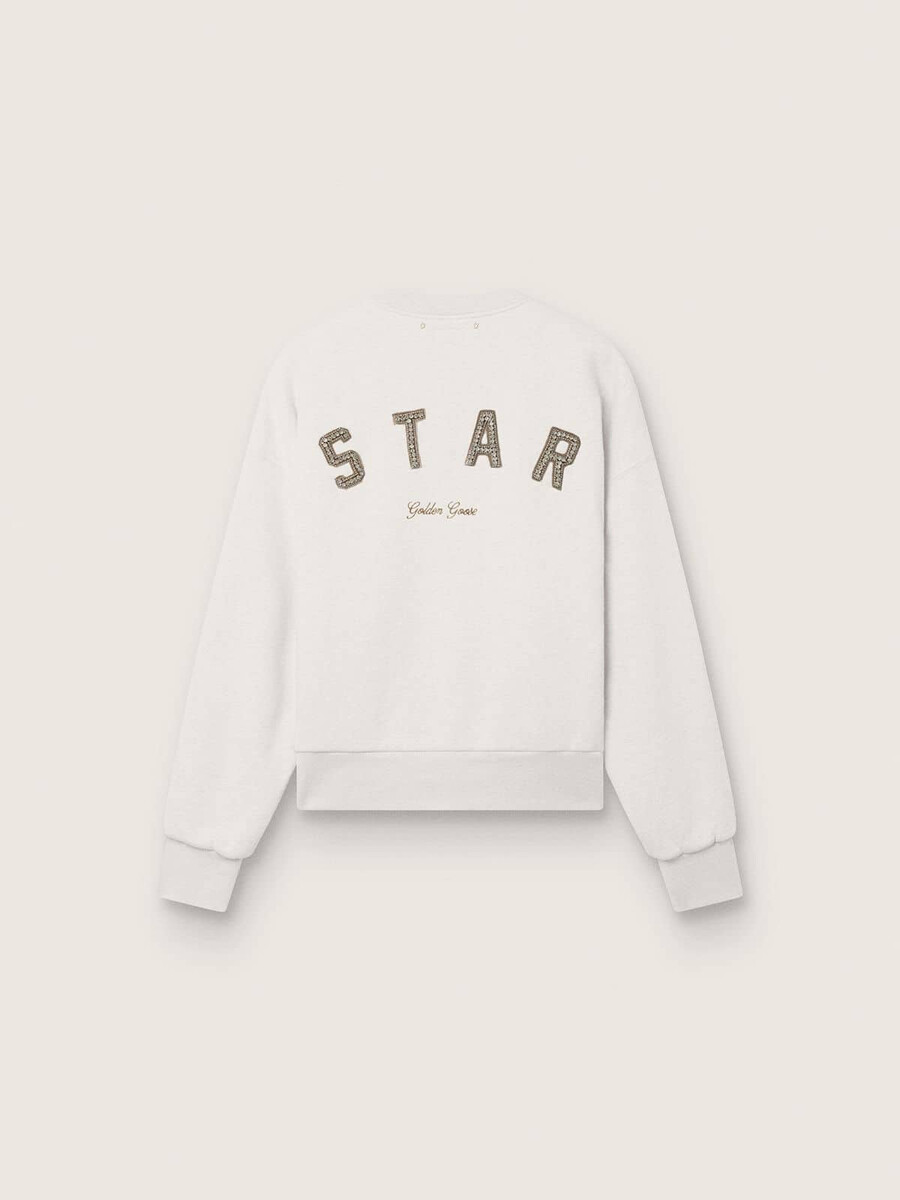 unisex-sweatshirt mit sternenmuster aus grauer baumwolle mit stickerei und kristallen