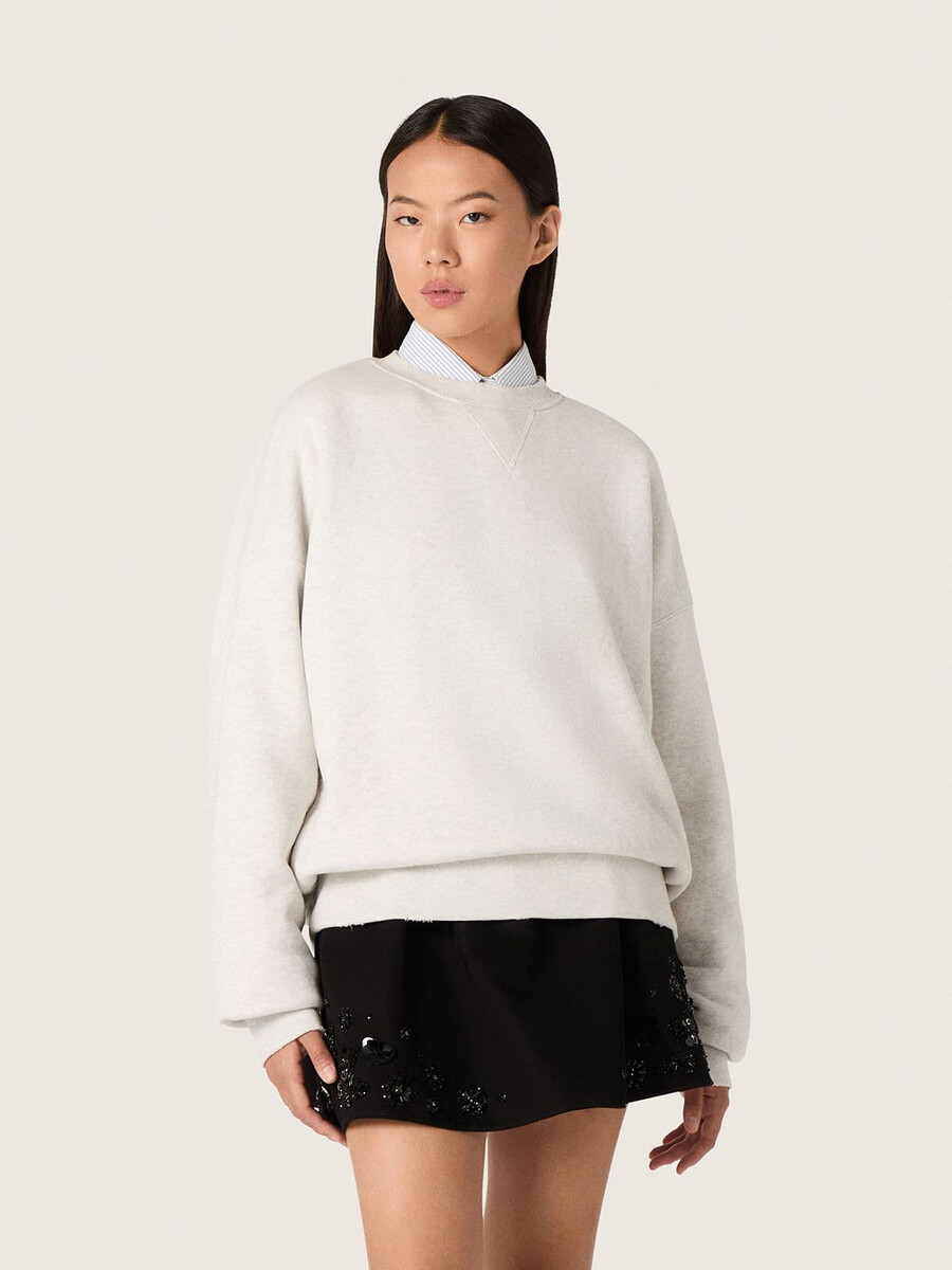 unisex-sweatshirt mit sternenmuster aus grauer baumwolle mit stickerei und kristallen