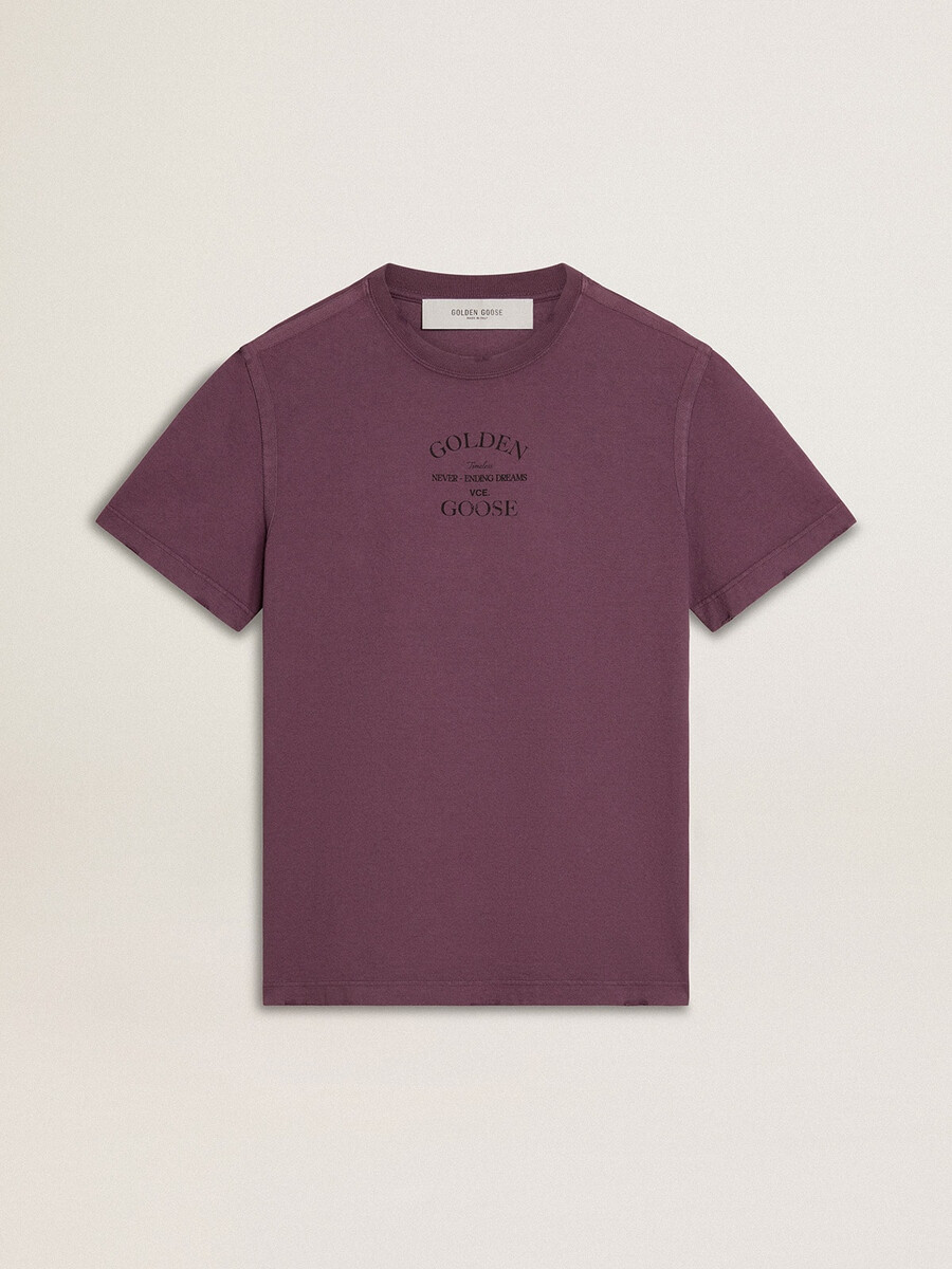 herren-t-shirt aus baumwolle in verwaschenem lila mit logodruck