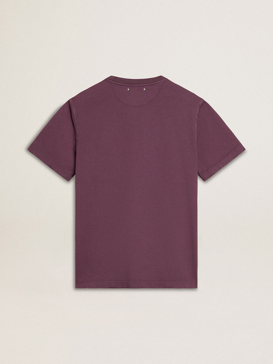 herren-t-shirt aus baumwolle in verwaschenem lila mit logodruck