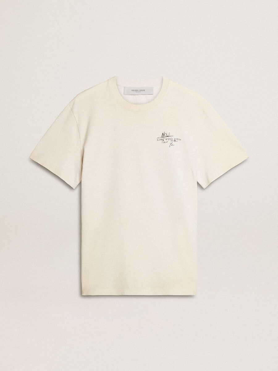 herren-t-shirt mit aufdruck auf brust und rücken im used-look