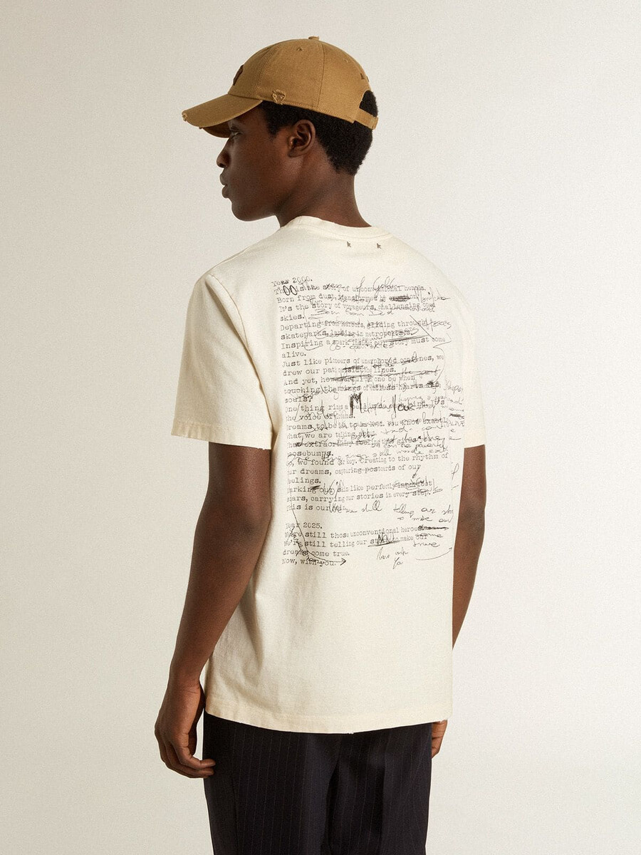 herren-t-shirt mit aufdruck auf brust und rücken im used-look