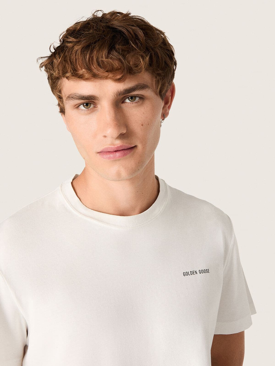 herren-t-shirt aus weißem vintage-baumwolljersey
