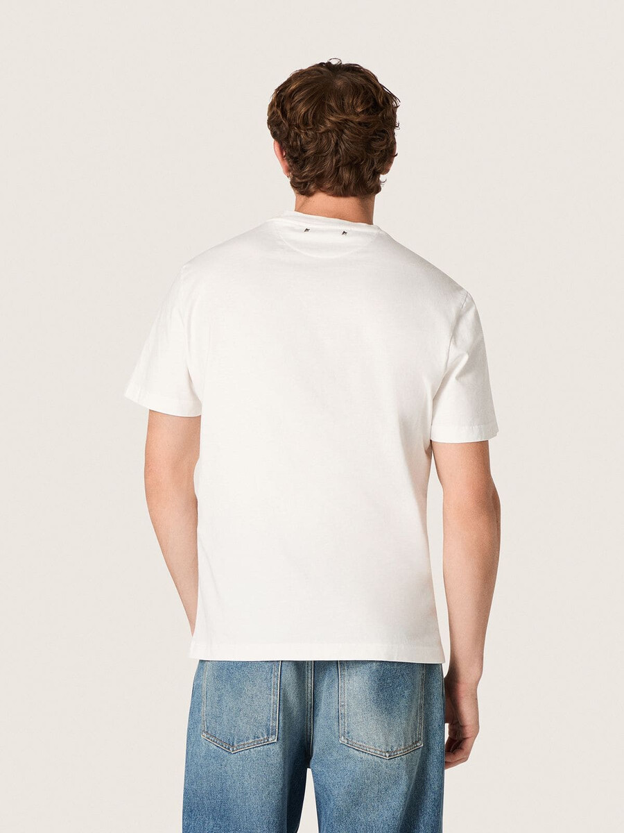 herren-t-shirt aus weißem vintage-baumwolljersey