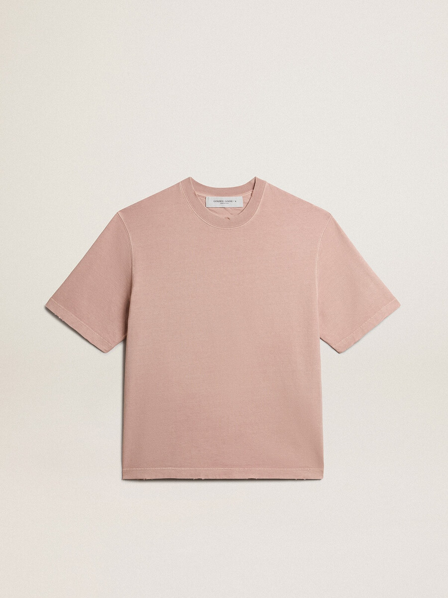 puderrosa t-shirt mit umgekehrtem logo auf dem rücken – jersey capsule